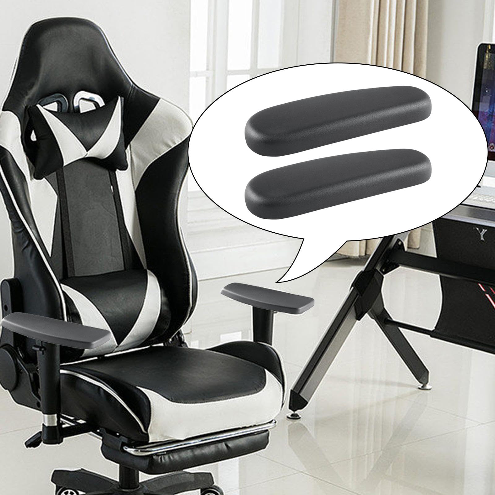 Perfeclan Office Chair Armrest Replacement Pads Caps Mesh Computer Chair Parts Accessory Mounting Holes 4inch Sturdy 1 Pair PU Leather - Image 4