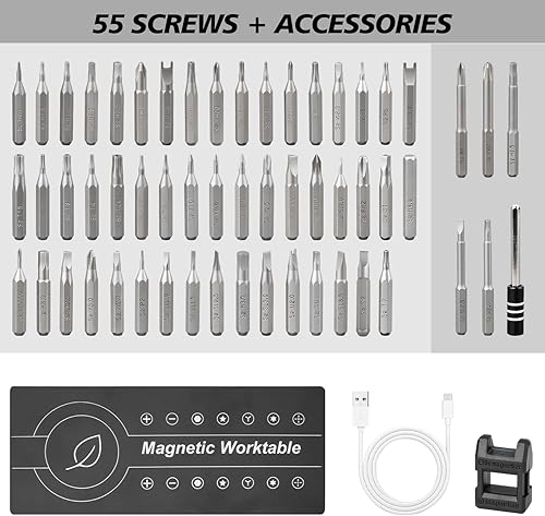 Miniatura 4 de Mini destornillador eléctrico 60 en 1 juego de destornilladores eléctricos de precisión con 55 bits USB recargable kit de herramientas de reparación