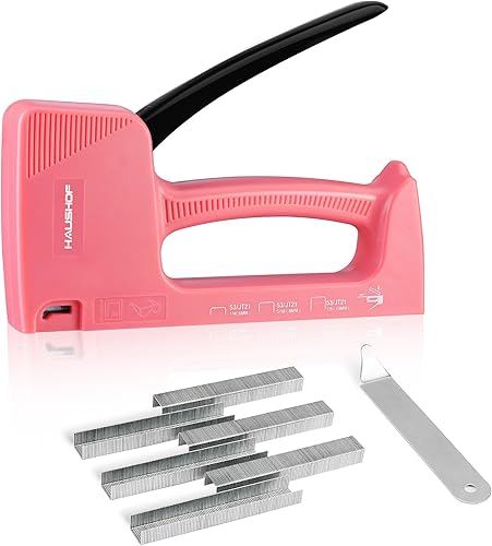 Vista 10 de HAUSHOF Pistola de grapas ligera, pistola de grapas para tapicería con 800 grapas JT21 y removedor de grapadoras, se adapta a grapas JT21 de 1/4