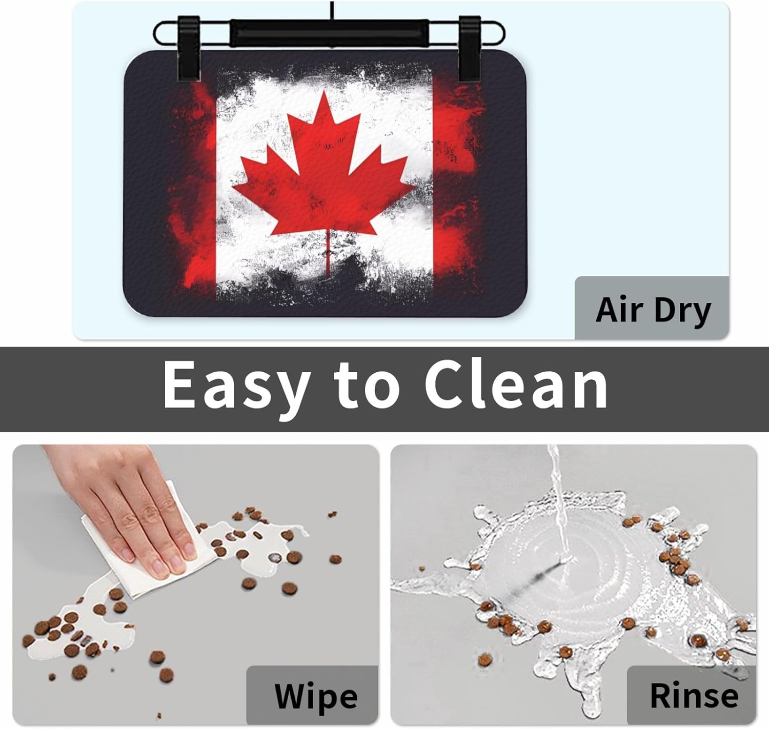 30x45cm Canadian Flag Print Pet Absorbent Feeding Mat - Quick Dry Food Pad/Leather Placemat, for Dog Cat Food Bowl Water