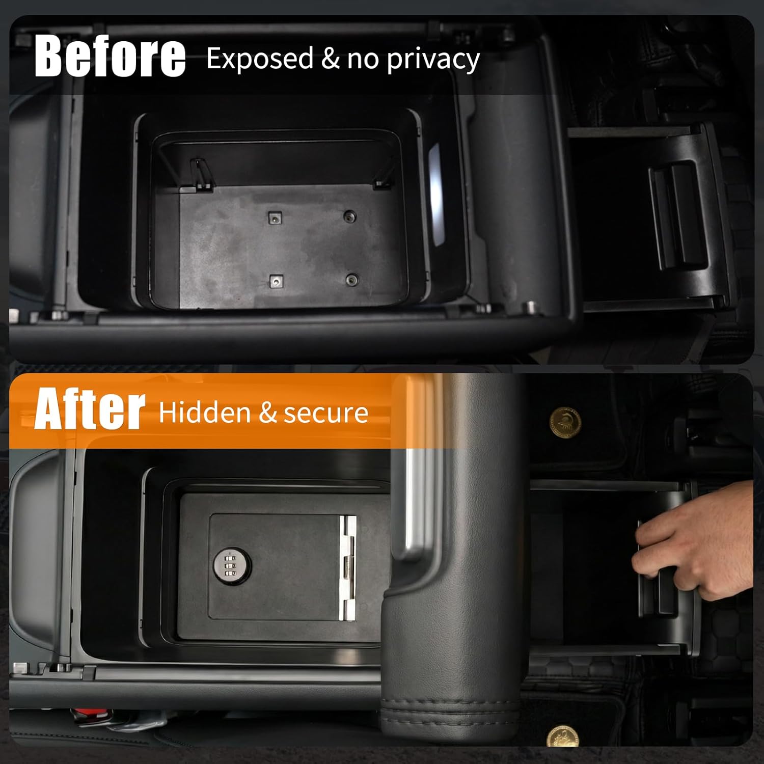 Center Console Safe Compatible with 2024-2026 Hyundai Santa Fe Carbon Steel Car Lock Box Auto Vault with Code Hidden Car Safe for 2025 Santa Fe Accessories