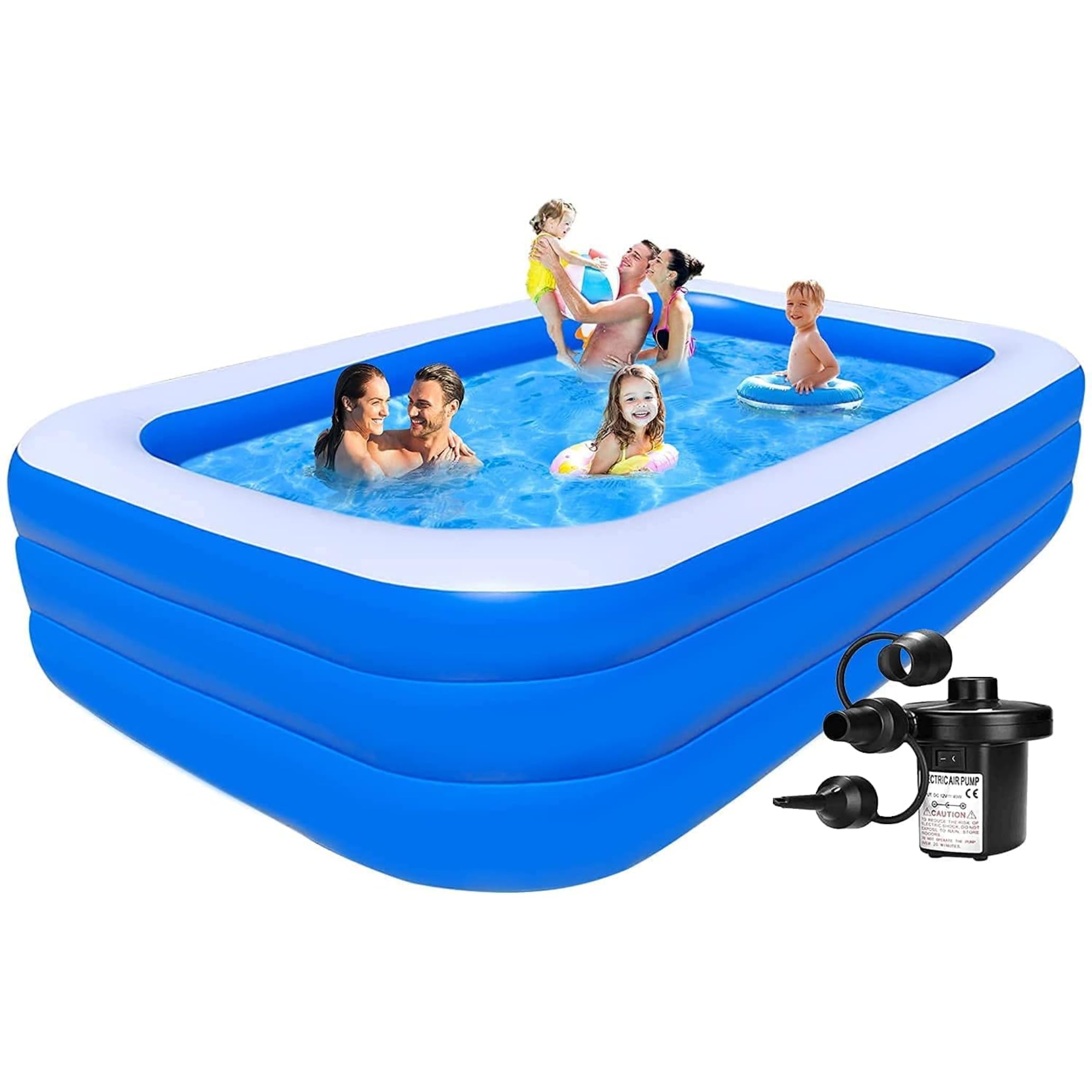IWEIKE Swimming Pool Adults Above Ground,10Feet-Swimming Pools or Kids and Adults,Outdoor,Backyard,Garden-Easy Set Family Pool with Electric Air Pump 120" X 72" X 24" -(Multi) (10-Feet)