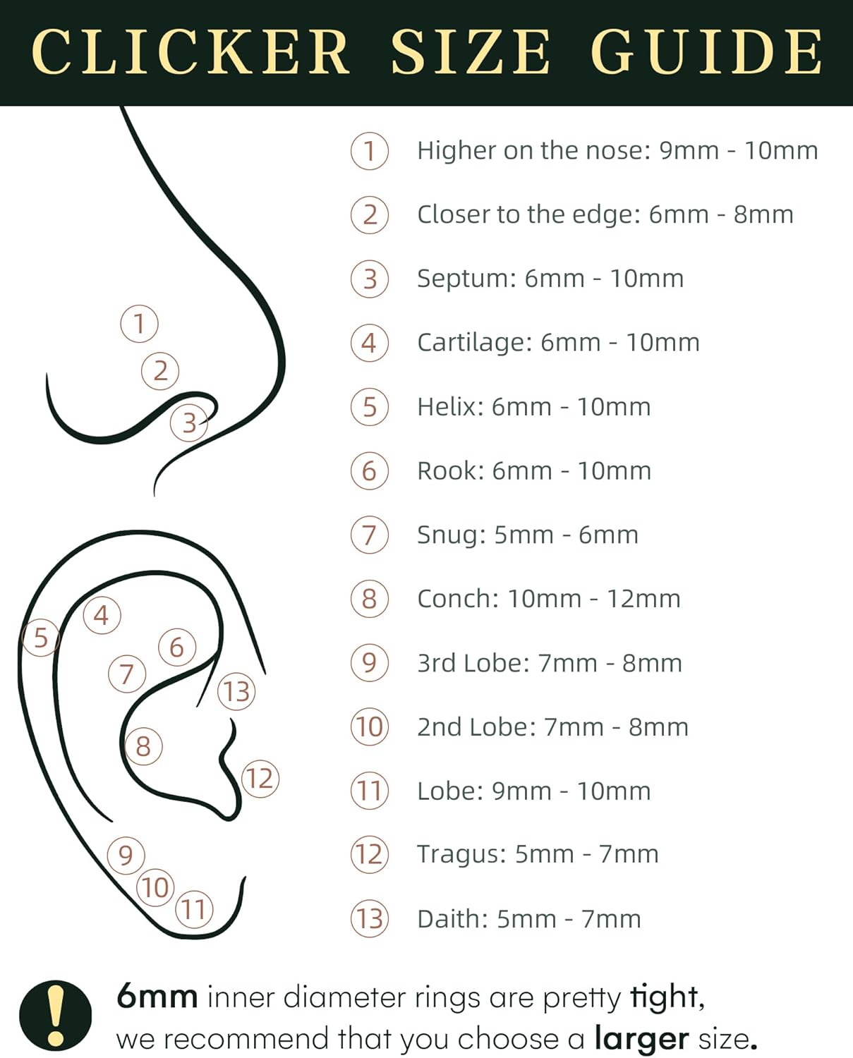 Hypoallergenic Gold Nose Rings Hoops - 20G 18G 16G Surgical Steel Cartilage Earrings Septum Jewelry Hinged Segment Ring CZ Paved Daith Rook Helix Tragus Body Piercing 6/7/8/9/10MM - Image 5