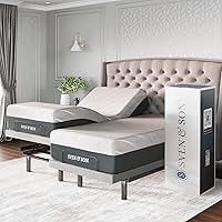 Sven & Son Platinum Split King Adjustable Bed Base + 14" Medium Soft Hybrid Mattress - Lumbar Support, Massage, Zero Gravity