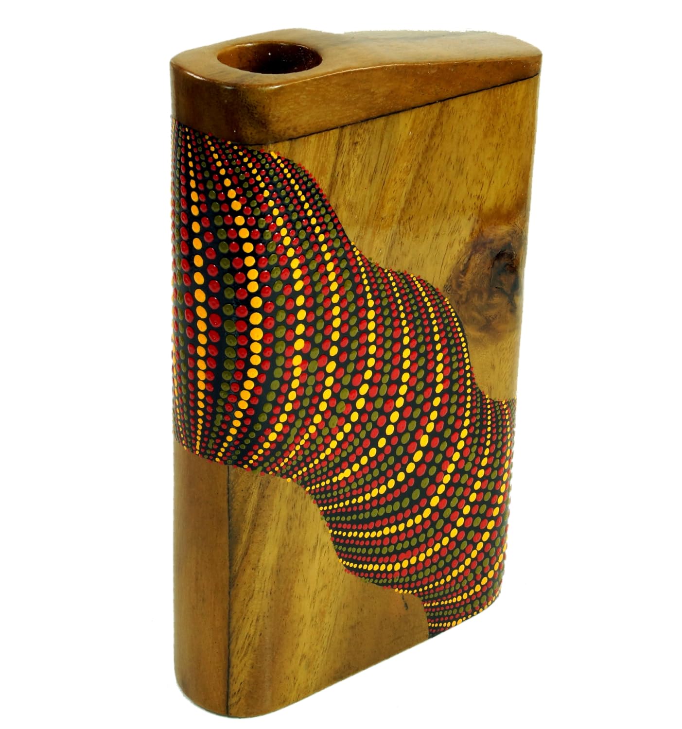 Guru-Shop Didgeridoo Viajes (madera), Patrón de Color: Rojo-amarillo, 21x14x4,3 cm, Tambor Sonajero-didgeridoo