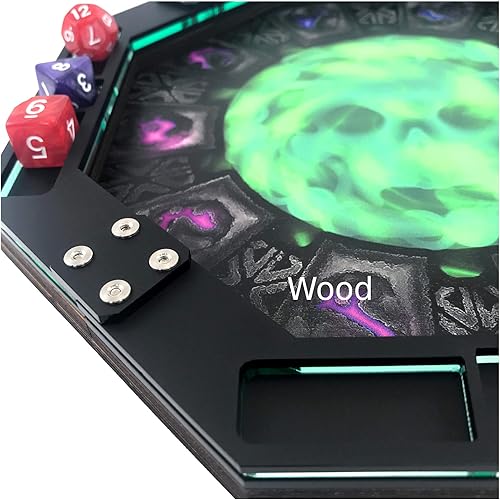 Miniatura 5 de C4Labs Bandeja rodante de dados octágonos de 10 pulgadas - Calavera de vórtice impresa (superficie rodante - madera)