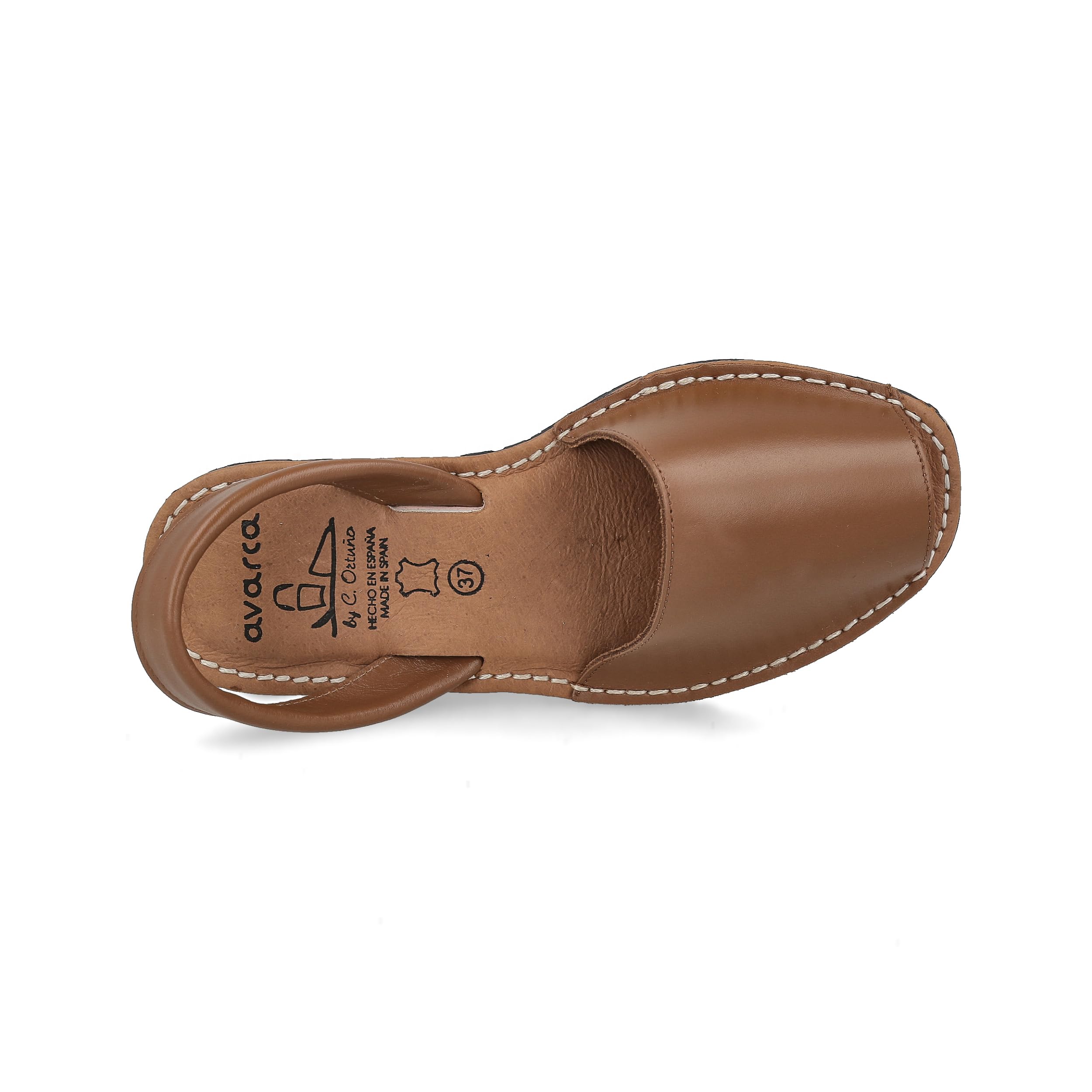Menorquinas Avarcas de Piel para Hombre Mujer Unisex. Fabricadas en España. Sandalia Alpargata de Verano. Planta Acolchada. Talón Abierto. Cuero, Blanco y Negro.