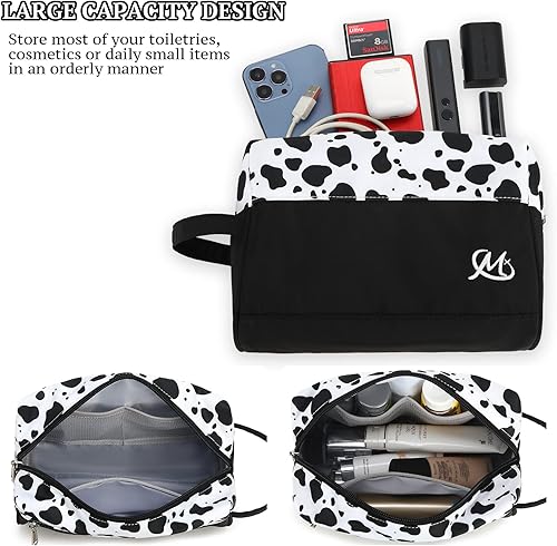 Miniatura 6 de Ryushoyo Juego de 2 piezas de artículos de tocador de viaje impermeable maquillaje electrónico lápiz organizador bolsa con asa, Triángulo geométrico