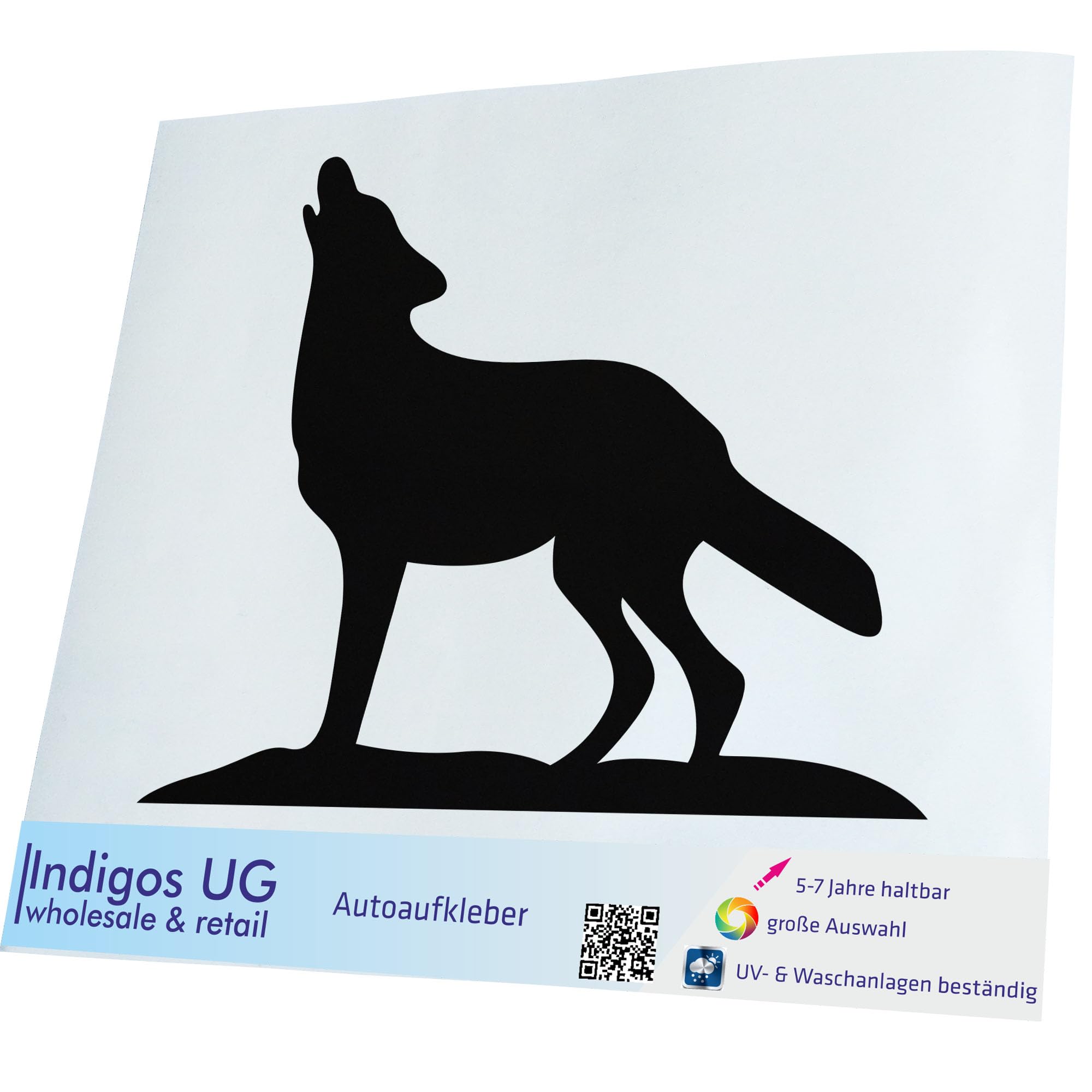 INDIGOS UG - Car Sticker - Decal - Wolf - black - 111x89 - Tuning - Rear Window - Bicycle - Motorcycle - Truck