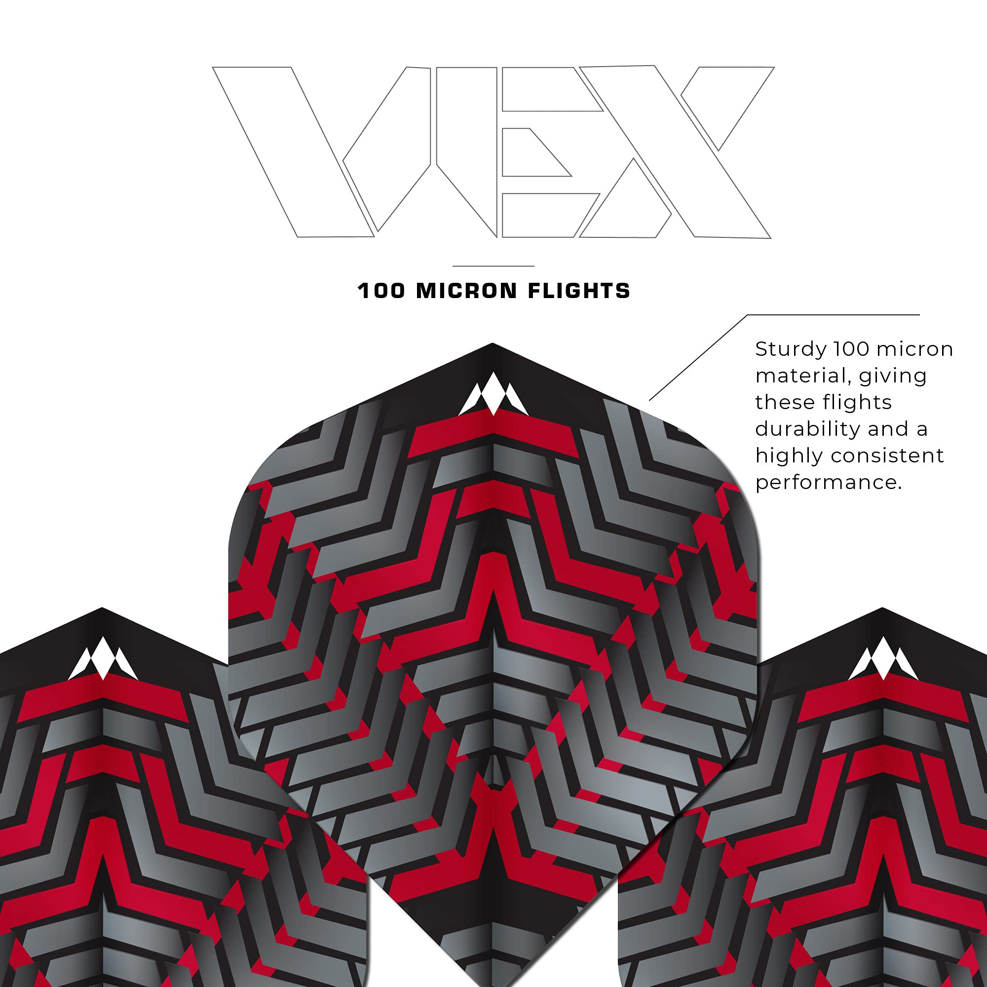 Mission Darts Vex F3352 – Set Di 3 Alette Per Freccette, 100 Micron, UV Spot, Formato Standard, Colore Blu