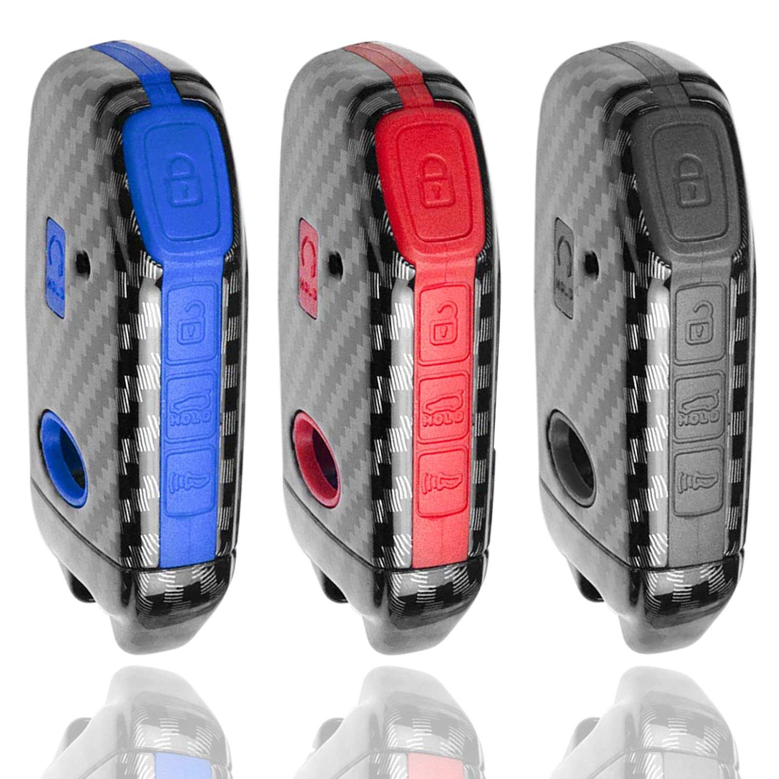 Carbon Fiber Texture Key Fob Cover Compatible with KIA CEED CERATO Forte NIRO SELTOS Sorento Soul SPORTAGE Telluride 3 4 5 Button Silicone Key Fob Cover (Red)