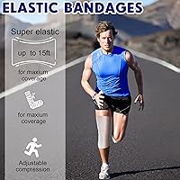 Vista 4 de Reginary Paquete de 20 vendajes elásticos de 4 pulgadas con cierre automático en ambos extremos para piernas, rodillas, tobillos, muñecas, codos