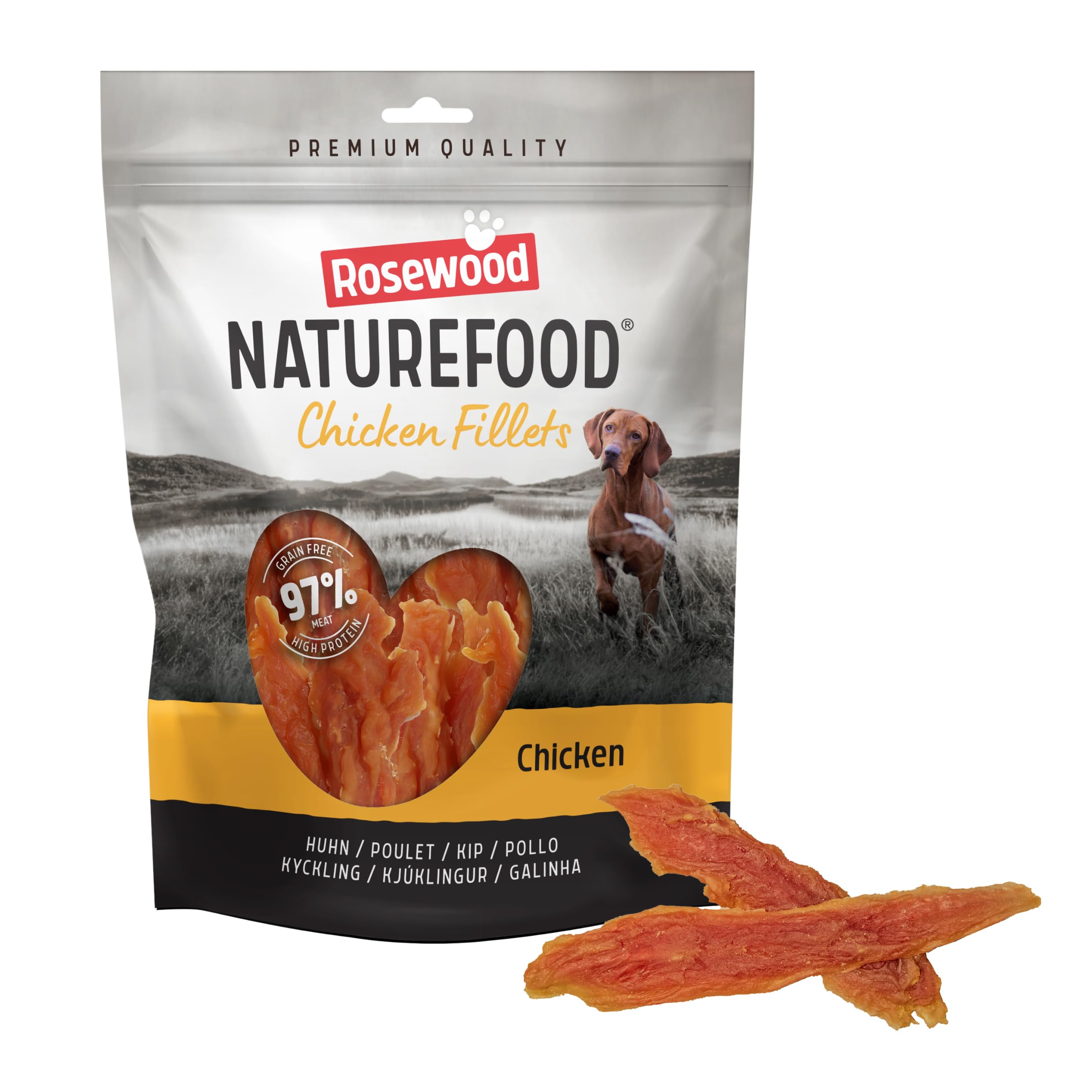 Rosewood Naturefood Chicken Fillets Dog Treats 1kg Value Bag - 93% Chicken Breast, High Protein, Low Fat, Grain Free Dog Snacks, Natural Chicken Training Treats & Rewards for Adult Dogs