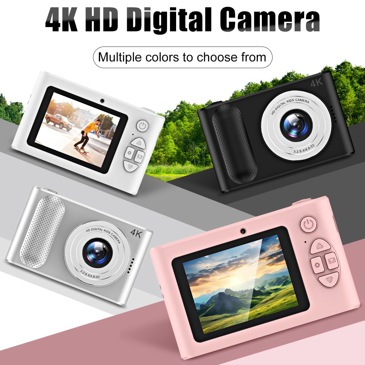 Appareil Photo Numérique, Appareil Photo 4K pour Enfants HD 48MP, Zoom 16X, Appareil Photo Numérique avec écran 2,4 Pouces, Petit Appareil Photo Compact pour la Photographie de