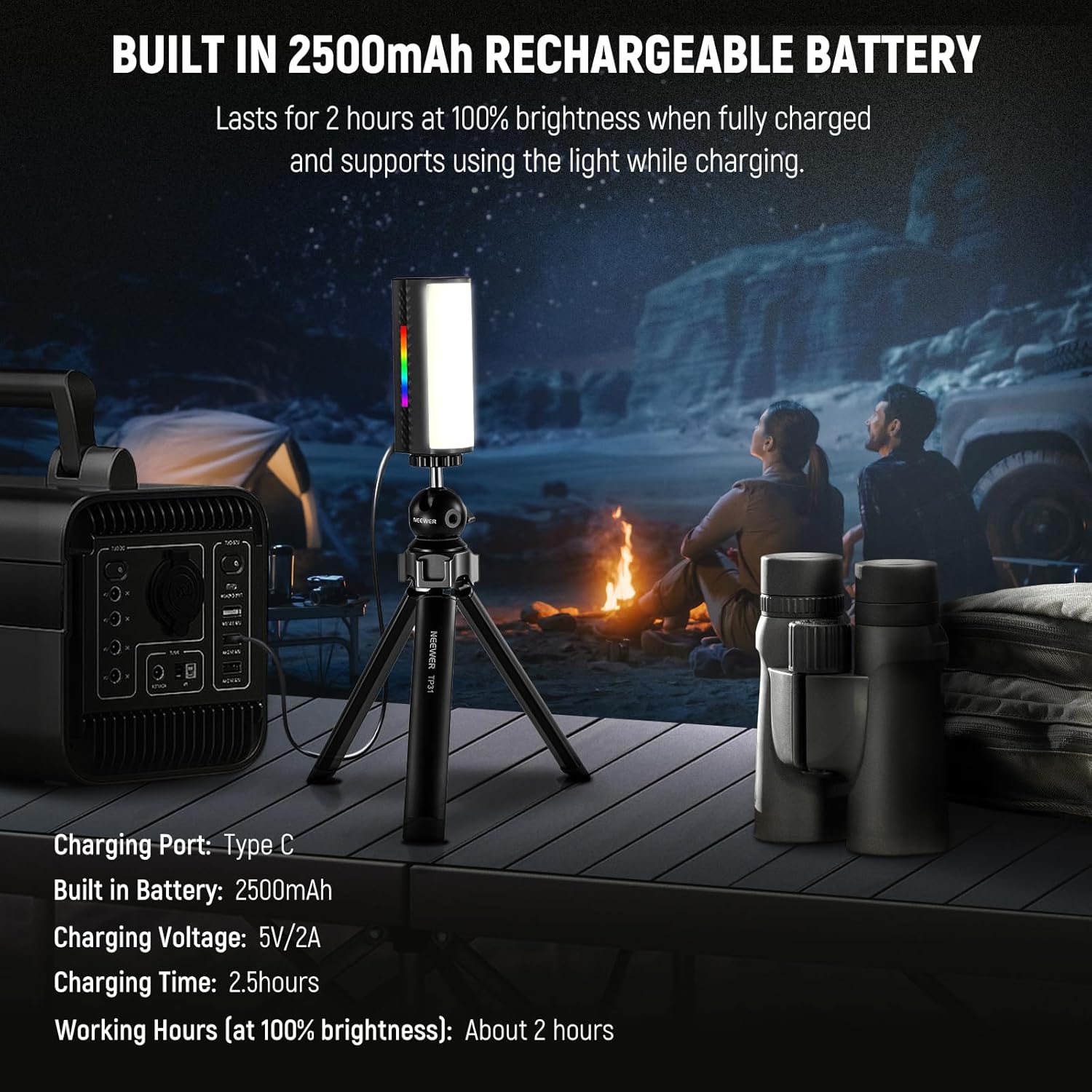 NEEWER Magnetic Handheld Light Wand [2 Pack] with APP Control, 360° Full RGB Mini LED Video Light Stick 2500K~8500K Dimmable CRI 97 with 2550mAh Battery, 17 Scenes for Photography Vlog TikTok, TL97C