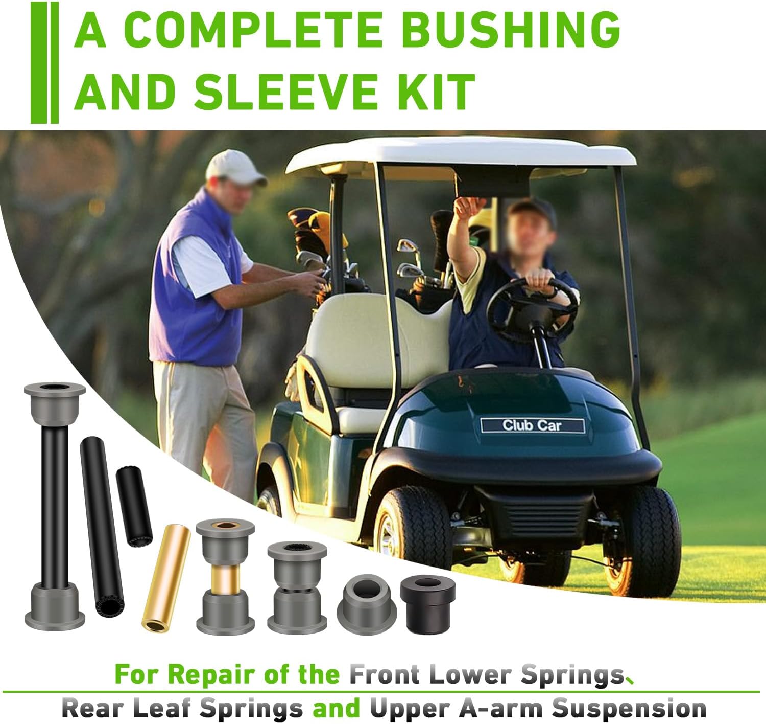 Club Car Precedent Bushing Kit, Polyurethane Bushings and Sleeve Kit for 2004-Up Golf Cart .Replace OEM# 102506601, 102506401, 102956201