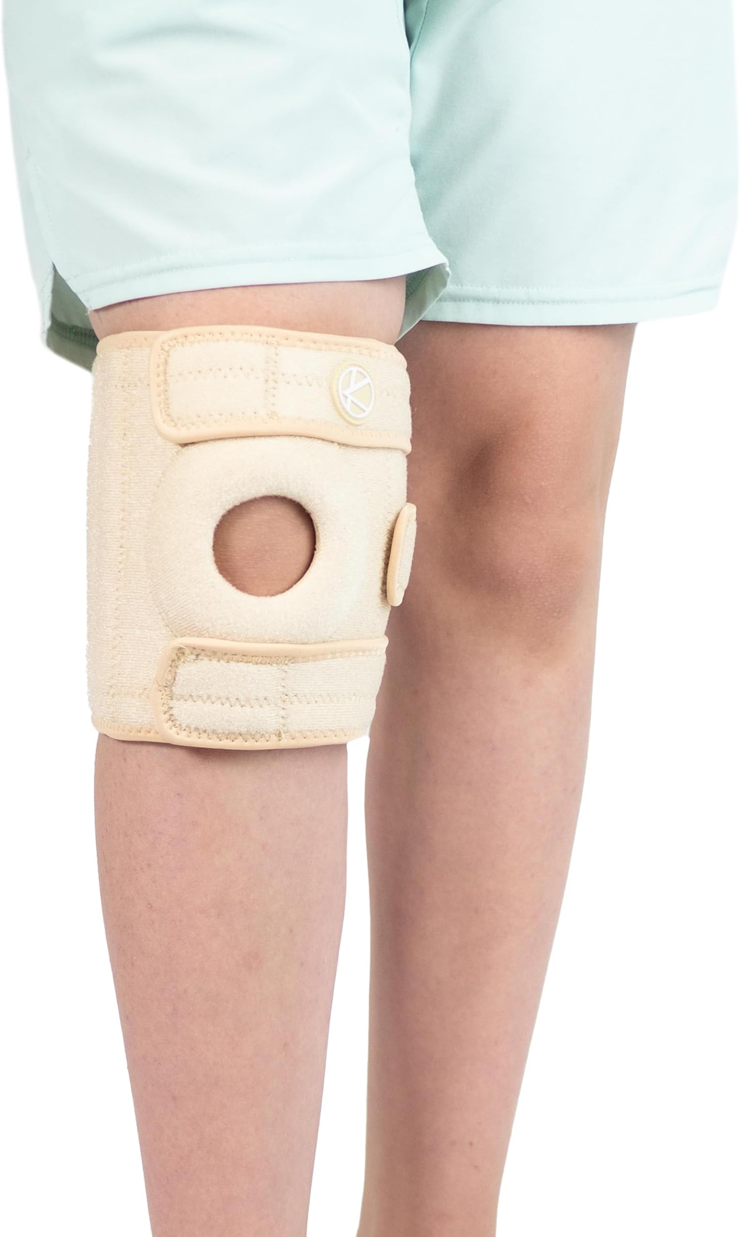 Kids Knee Brace - Osgood Schlatter Knee Brace Youth for Kids, Sports, Pain, Arthritis, Patella, Meniscus Tear, MCL, ACL - Adjustable Compression Support for Child, Boys & Girls (Beige)