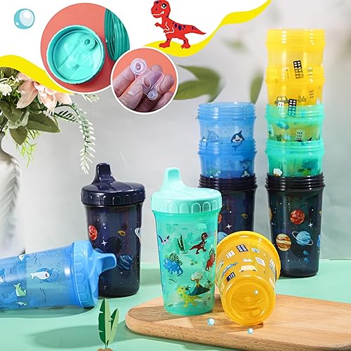 Miniatura 4 de Mifoci 12 vasos para sorber de 10 onzas para niños pequeños de 1 a 3 años, vasos con tapa con tapa reutilizables para bebés, aptos para
