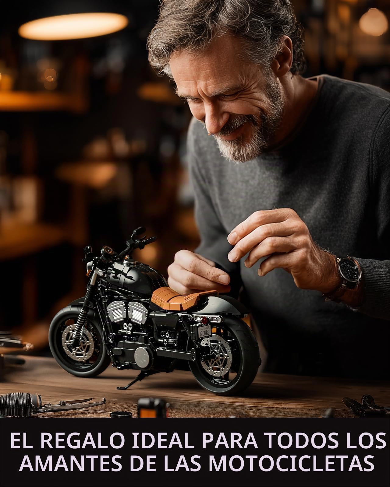 Nifeliz IRON 83 Moto Sets De Construcción, Kit de Maquetas como Regalo Para Adultos Fans de las Motos, Decoración Del Hogar Y Oficina (827 Piezas, NF10342)