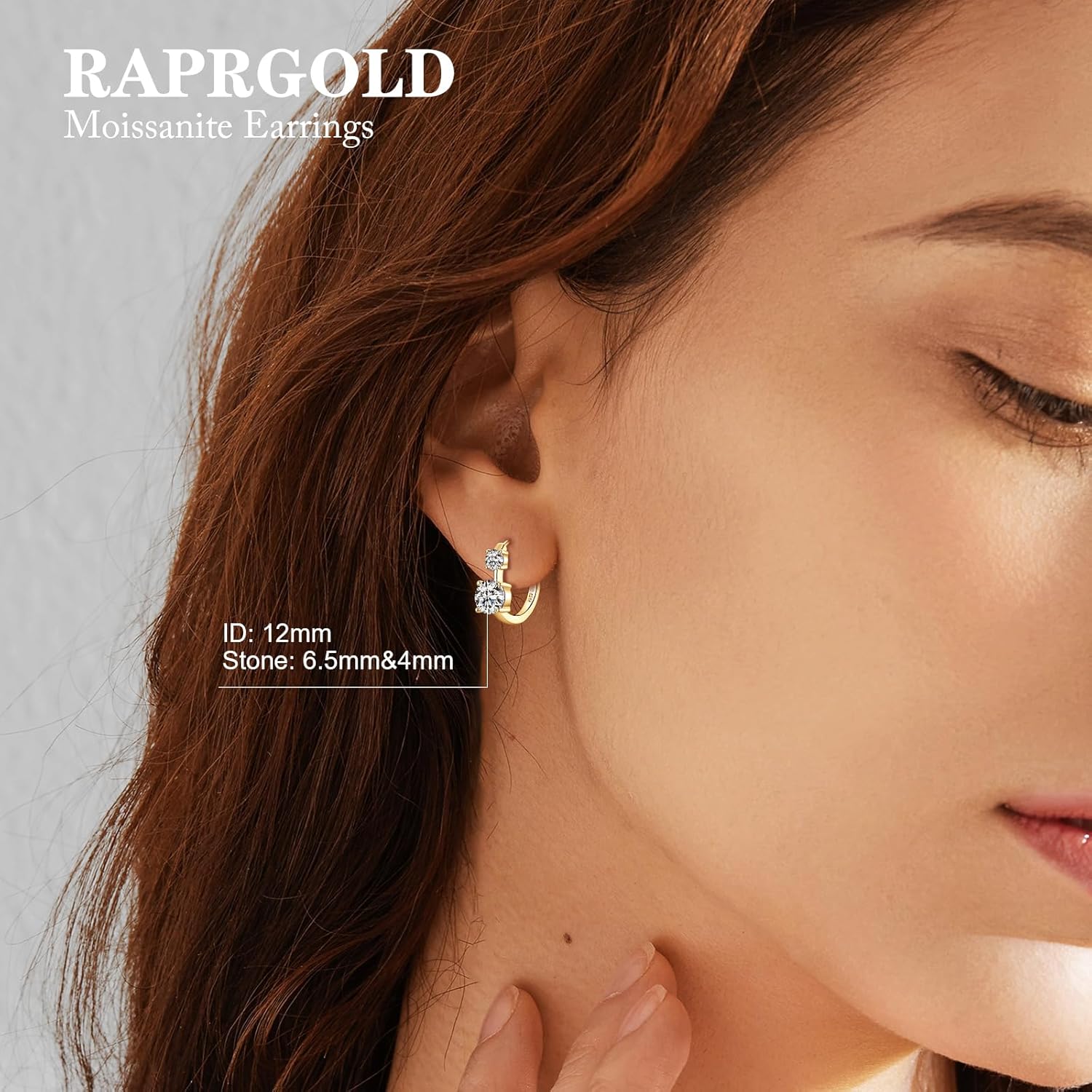 Moissanite Huggie Earrings for Women, 14K Gold Plated 925 Sterling Silver Hoop Earrings Hypoallergenic, 2.6Cttw D Color VVS1 Round Cut Moissanite Hoops Earring Jewelry Gifts for Women Men - Image 4