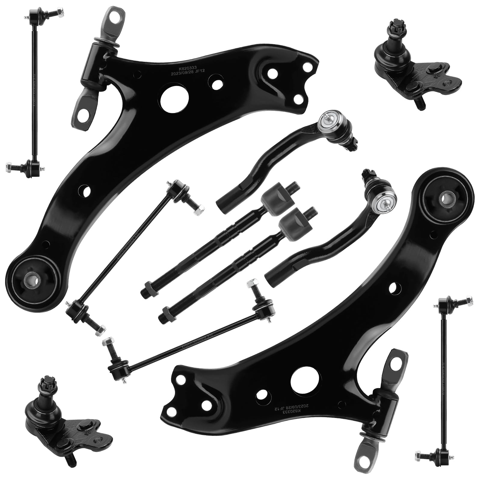 Front Lower Control Arms w/Ball Joints Sway Bar End Links Tie Rods Suspension Kit for Camry 2007 2008 2009 2010 2011 (12pc)