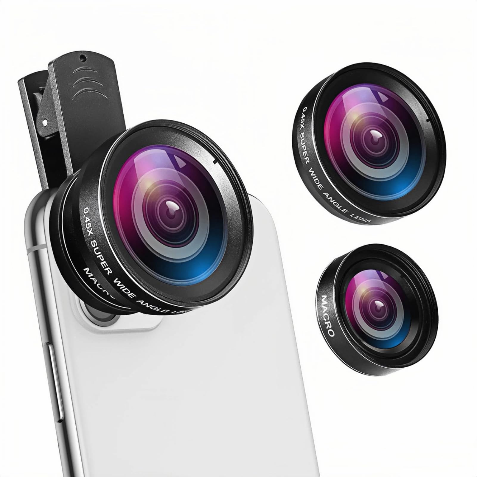 KIMISS2 Functions Mobile, 0.45X Wide Angle Lens and HD Camera with Macro Phone Lens for iPhone Android