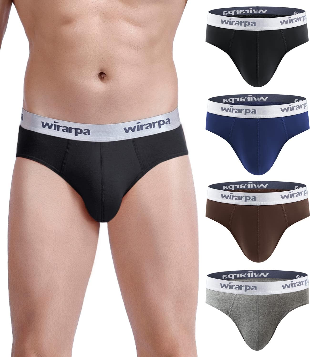 wirarpa Mens Briefs Underpants Cotton Soft Wide Waistband Underwear Basic No Fly