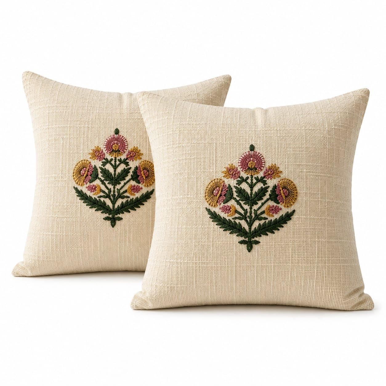100% Cotton Solid Plain Cushion Covers 16x16 Inch (Flower)-image-47