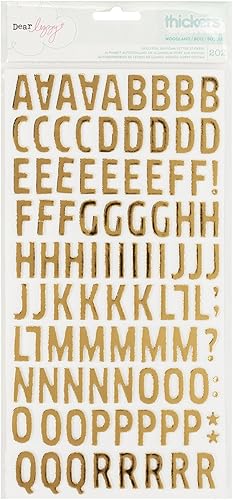 Thickers Fine & Dandy Alphabet Stickers - Woodland, Gold Foiled, 202pcs
