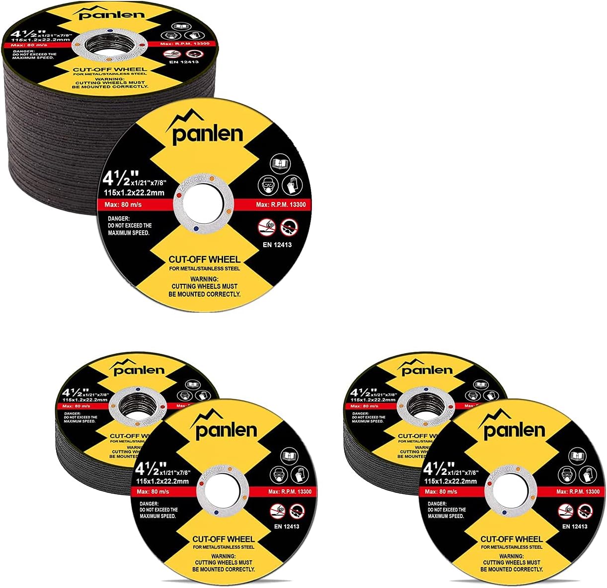 100 Pack Cut Off Wheels, Aluminum Oxide, 4-1/2 x 7/8-inch, Compatible with Angle Grinders