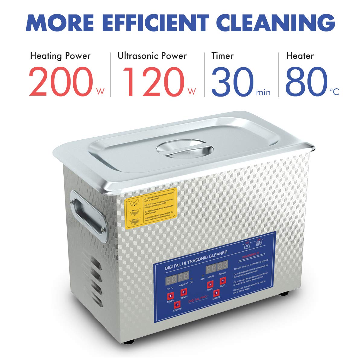 Digital Ultrasonic Parts Cleaner 3L for Cleaning Carbs Jewelry Injectors Bullets Guns and Brass 200W Heated Professional Ultrasonic Cleaning Machine Dareflow