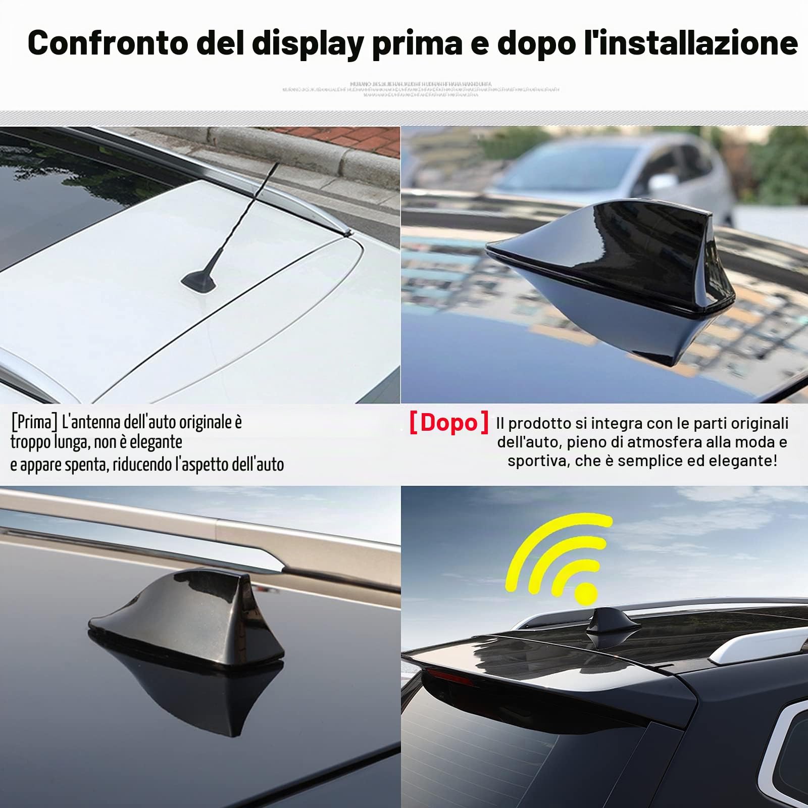 Heart Horse Antenna per auto a forma di pinna di squalo AM/FM Segnale di design Antenna da tetto con base adesiva per auto SUV Camion Van (nero)