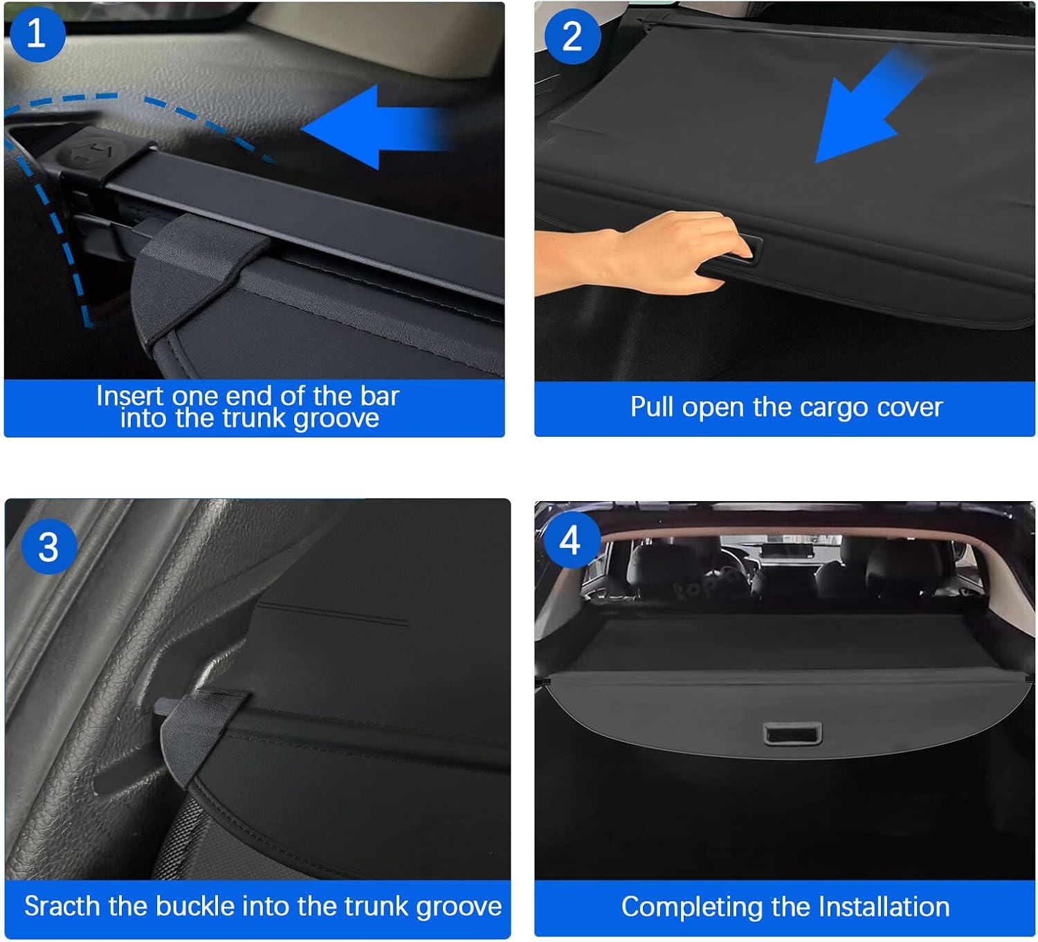 for Hyundai Ioniq 5 Cargo Cover Trunk Cover - Tesmirror Retractable Cargo Cover for Hyundai Ioniq 5 2026 2025 Accessories 2022-2024 Trunk Security Shade Luggage Security Shield Shade(with Trunk Net)