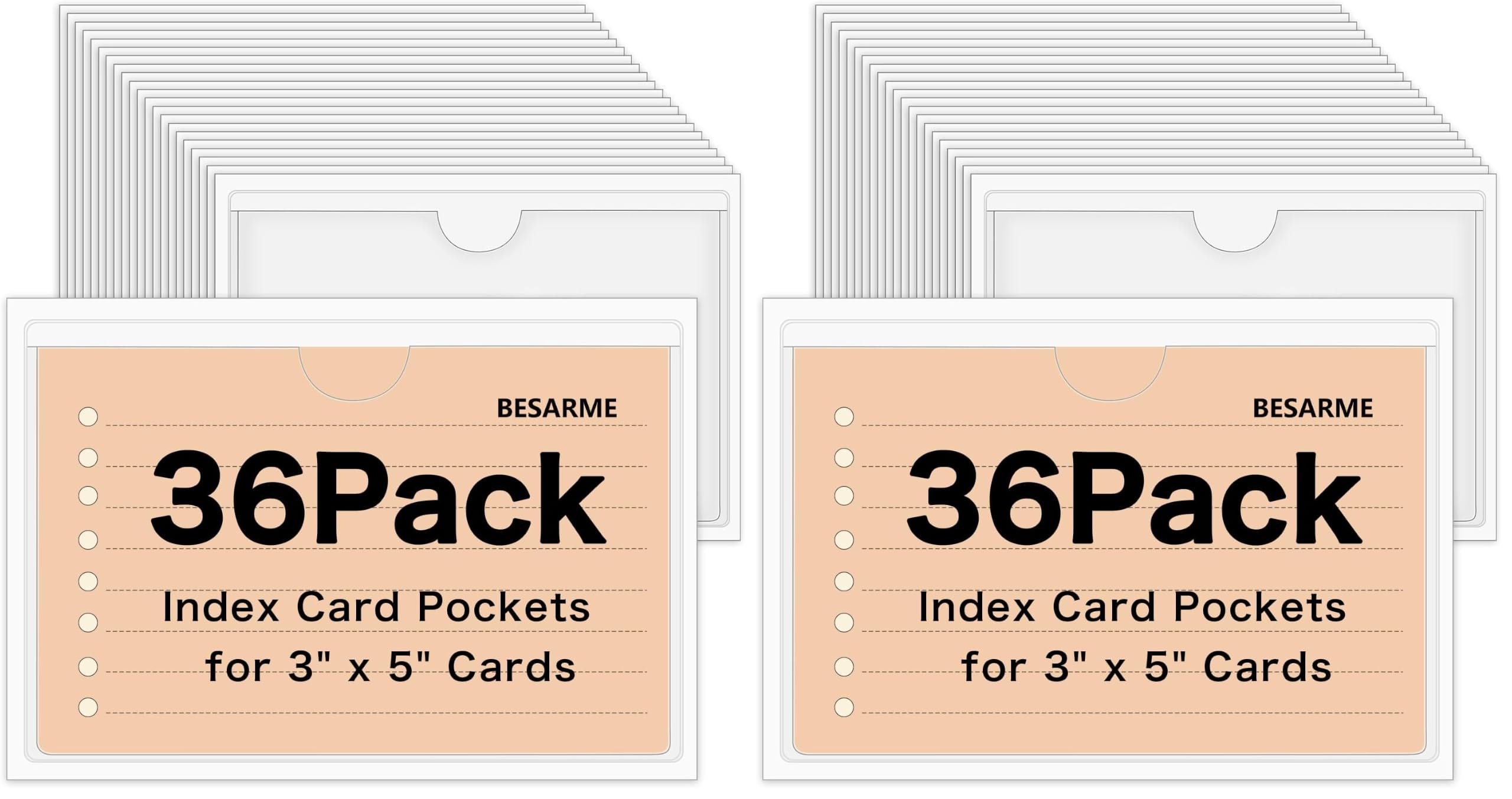 72 Pack 3" x 5" Index Card Holder Adhesive Plastic Label Holders Clear Tote Bag Labels Stickers for Organizing Storage Bins Library Card Shelves