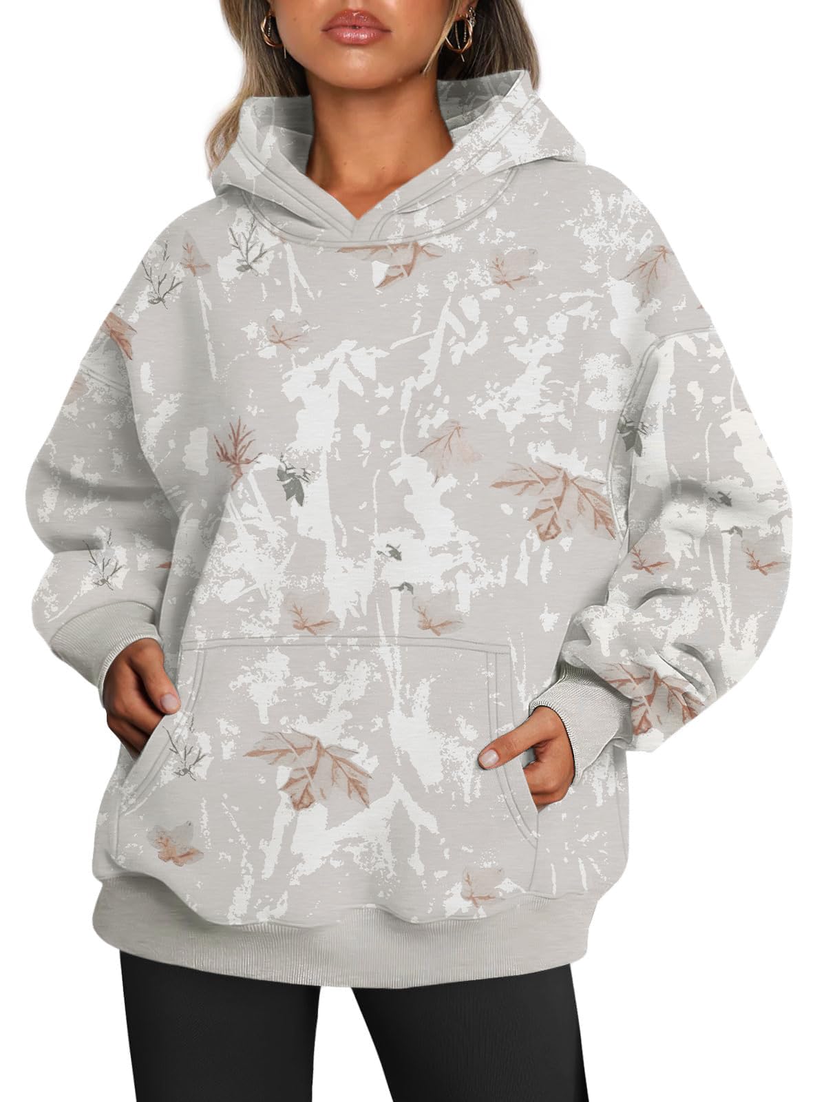 Trendy Queen Womens Oversized Hoodies Fleece Sweatshirts Fall Fashion Pullover Sweaters Winter Clothes, Camogrey, Large
