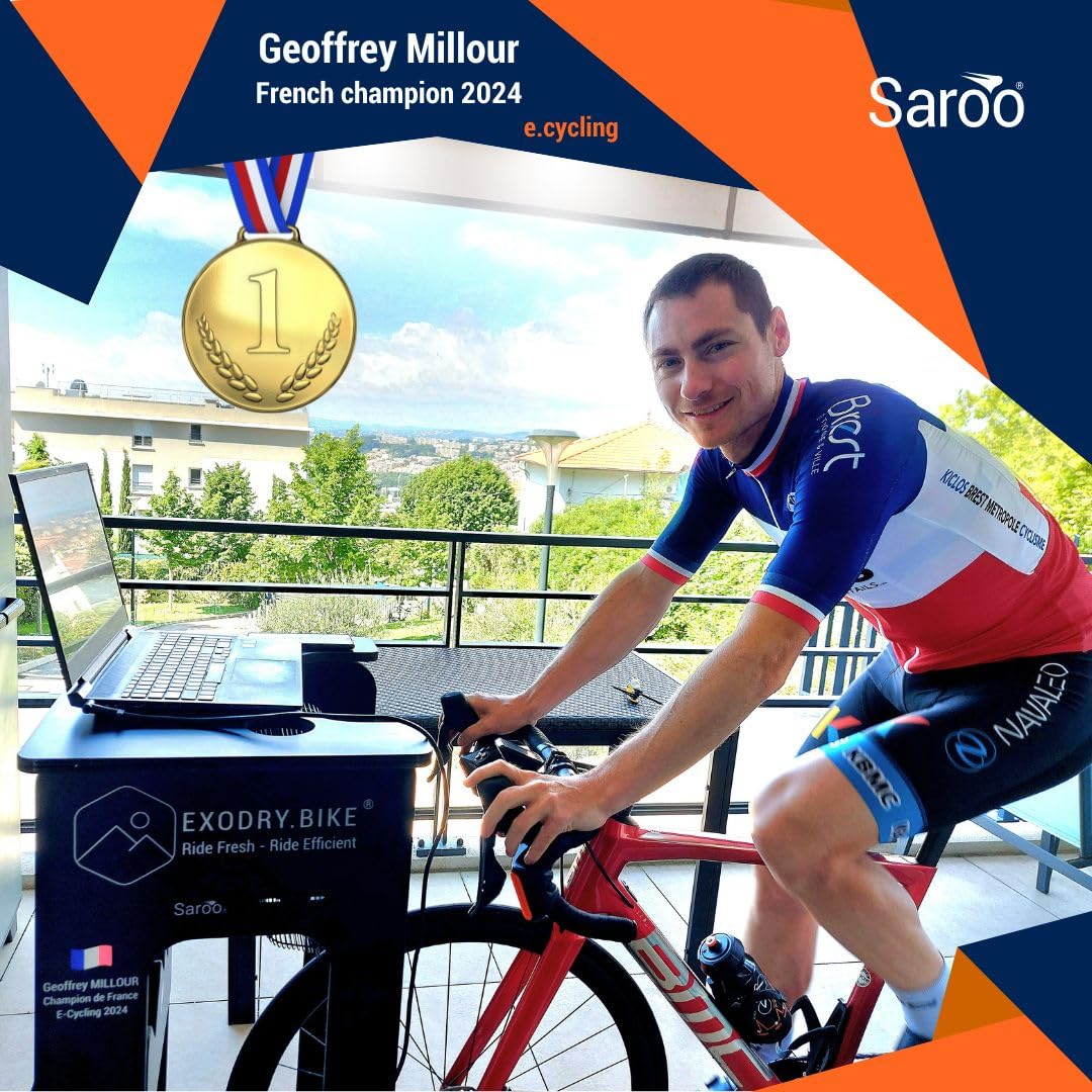 Saroo - Bureau d'Entraînement pour Cyclisme Indoor - avec Ventilation Réglable - Support pour Appareils multimédia - Compatible Tout Home Trainer - Fabriqué en France