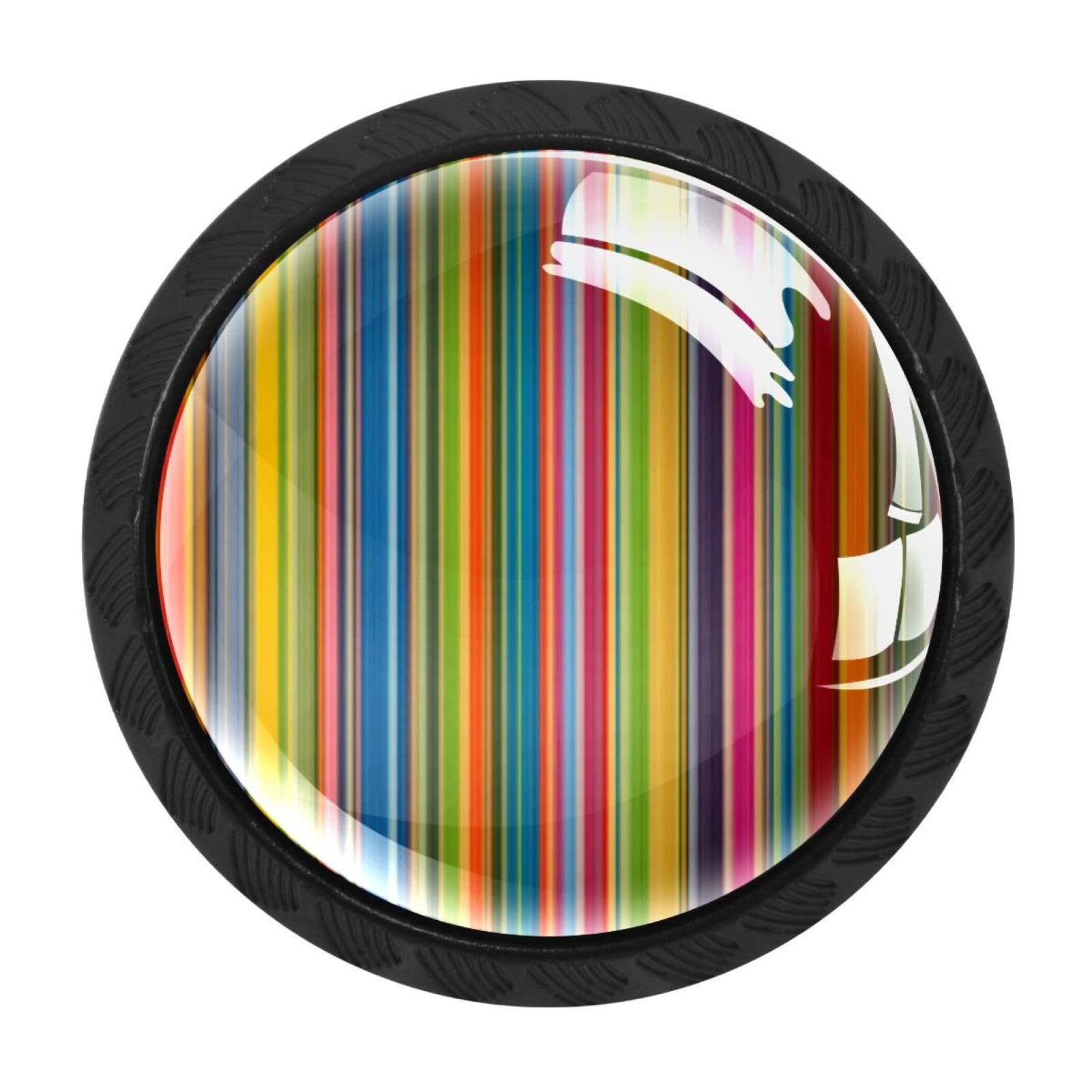 CHENZZZZ 4 Pack Black Colorful Rainbow Vertical Stripe (2) Kitchen Handles, Cabinet Pulls Hardware for Cupboard Drawer Knobs Dresser Pulls