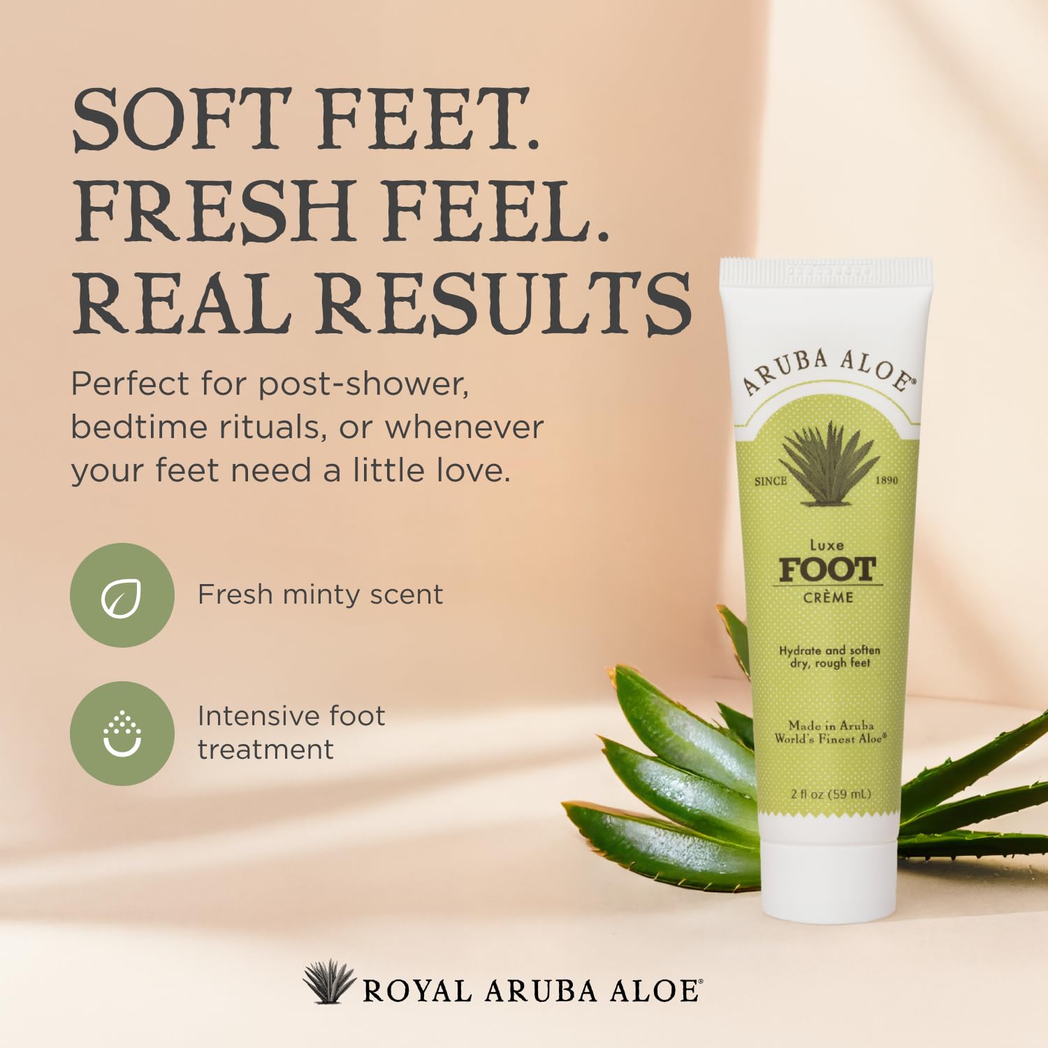 Amazon.com : Royal Aruba Aloe Luxe Foot Cream - Nourishing and Hydrating  Formula with Minty Scent - 2 Oz Tube : Beauty & Personal Care