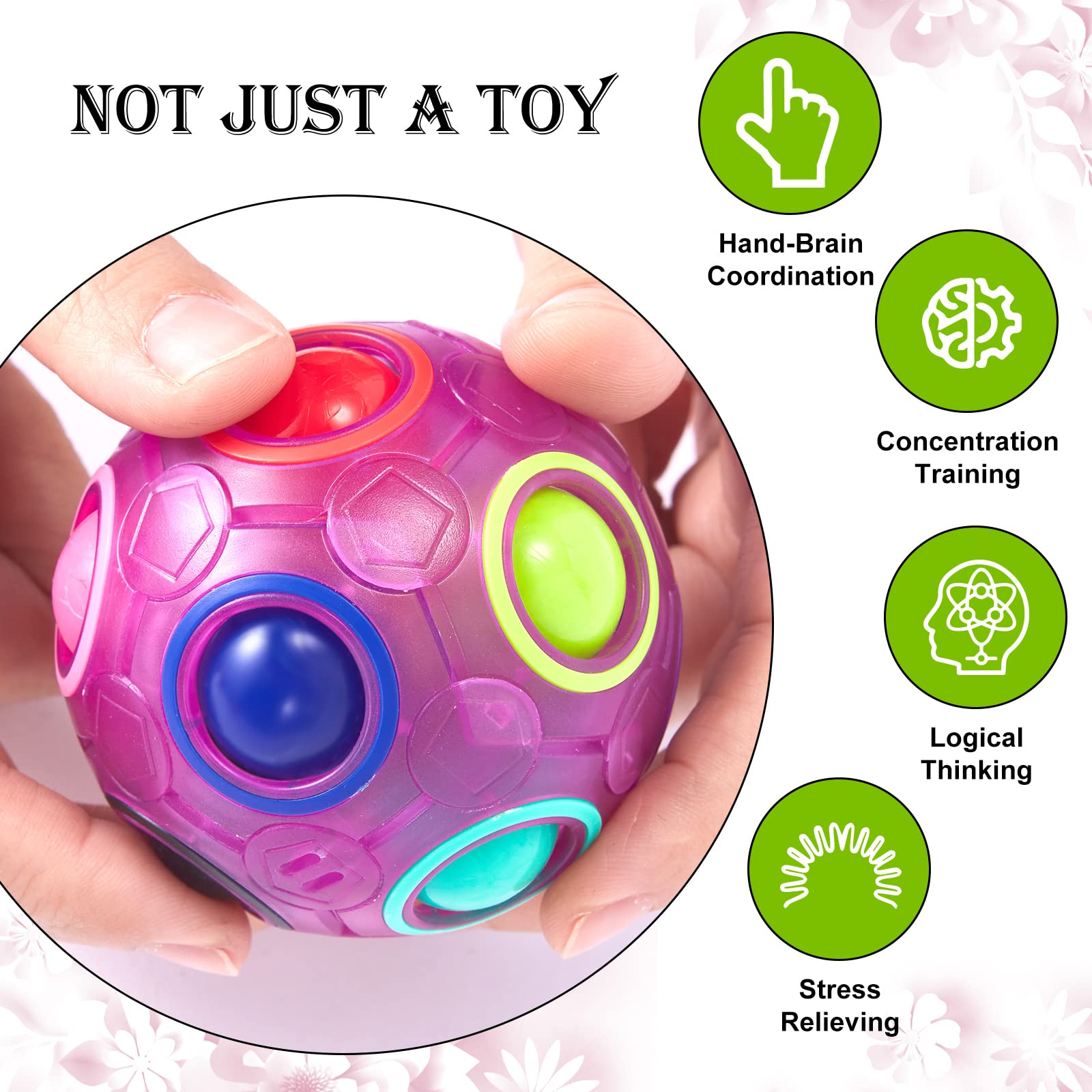 ROXENDA Rainbow Ball Magic Ball, Gry Zręcznościowe Puzzle Ball - Mózg Teaser & Stress Piłka dla Dzieci i Dorosłych (Purpurowy)