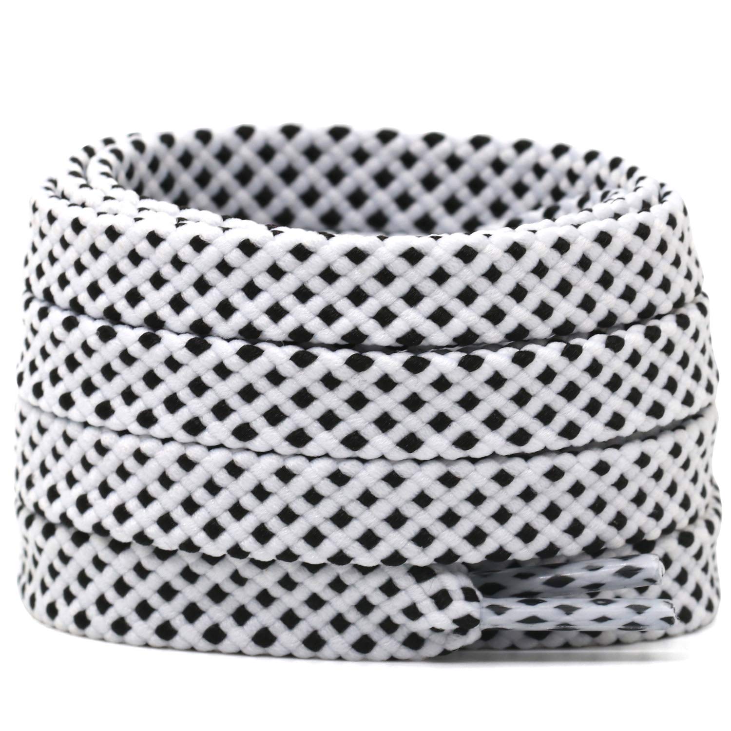 DELELE2 Pair Wide 8mm Double layer Flat Hollow Shoe Laces Strings Rope Polka Dots Colorful Twill Shoelaces Shoestrings