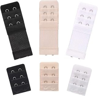 6 Pieces Women's Soft Comfortable Elastic Bra Extenders Bra Extension Strap 2 Hook 3 Row Lady's Bra Extender Bra Band (Multicolors+NoElastic)