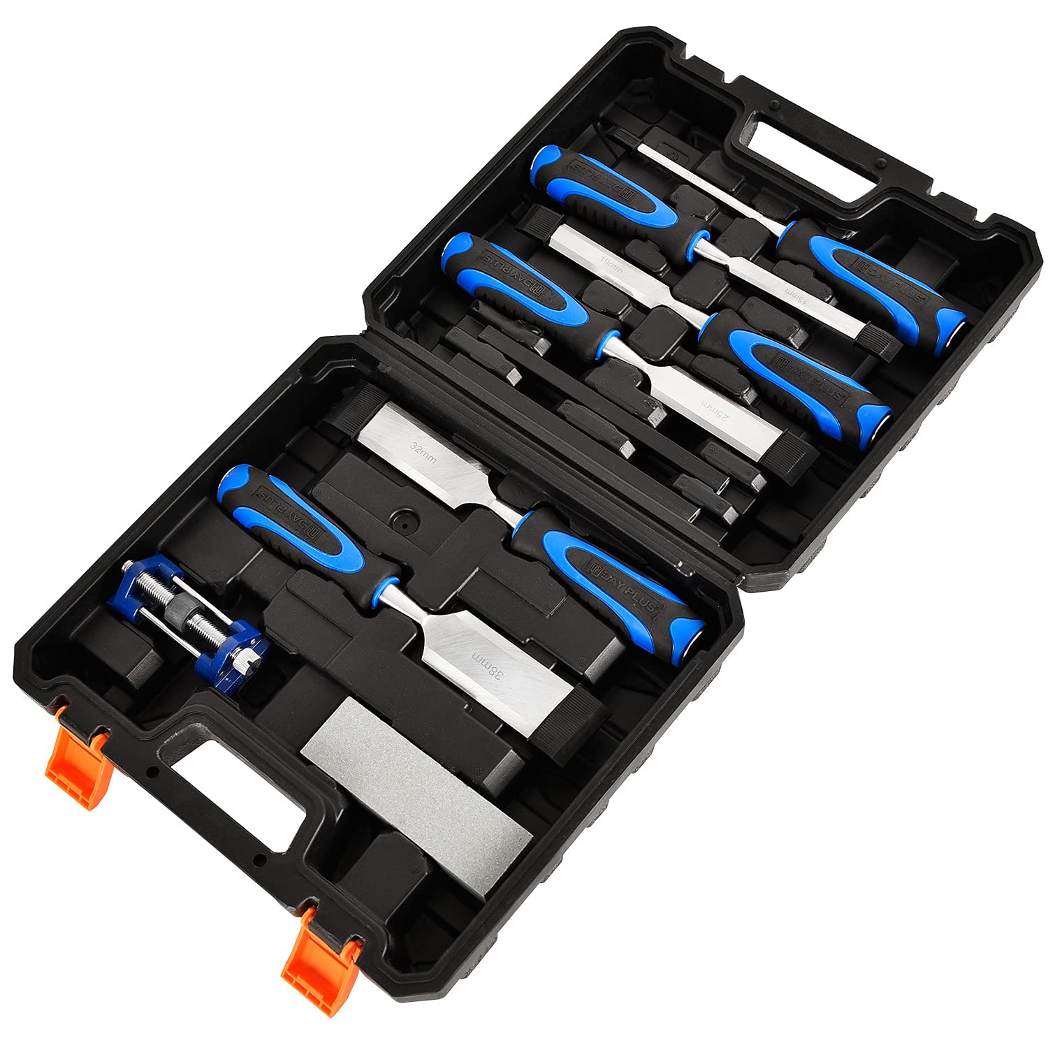 10 Piece Wood Chisel Set, Wood Carving Hand Chisel Tool Set with Storage Case for Beginners & Professions,DIY Carving Sculpture Wax Carving with Honing Guide, Sharpening Stone, Carpenter Pencil