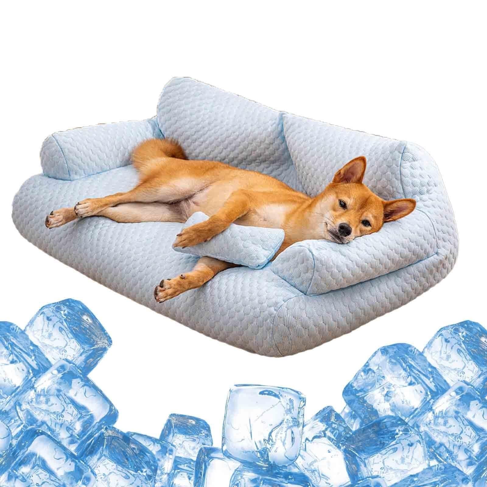 Ice Silk - Cuccia rinfrescante per animali domestici, traspirante, lavabile, per cani e gatti di taglia piccola, media e grande (blu, XXL)