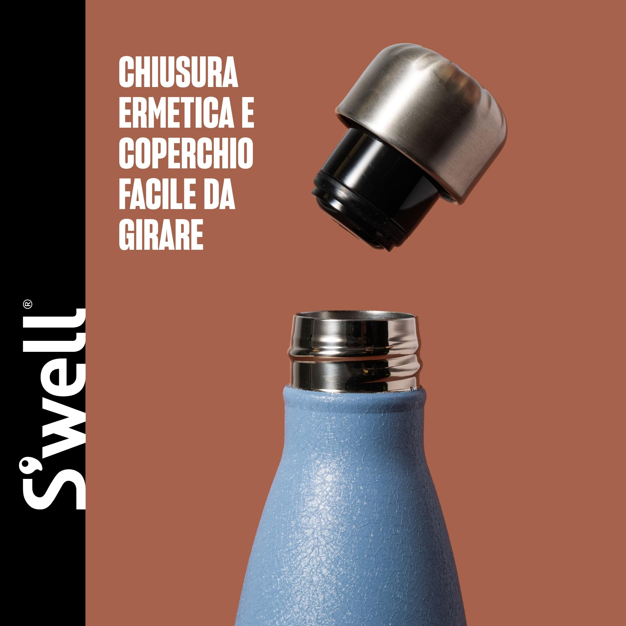 S'well - Borraccia in acciaio inox, 500 ml, motivo Desert Sky, con contenitore isolante sottovuoto a triplo strato, mantiene le bevande fredde per 36 ore e calde per 18, senza BPA