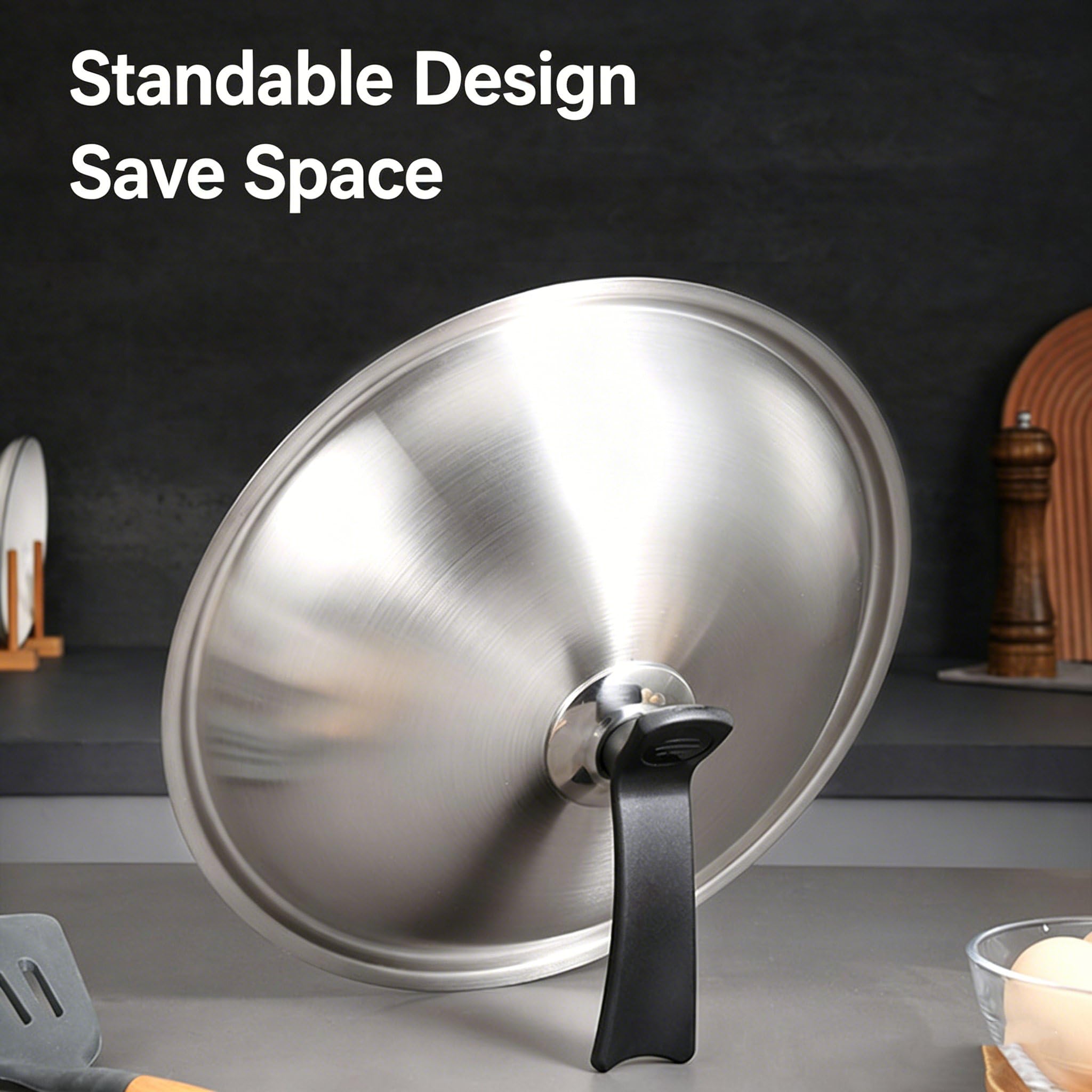 Tapa universal para sartenes y ollas, adecuada para todas las ollas, sartenes y woks de entre 30 cm y 38 cm, fabricada en acero inoxidable con un mango resistente al calor 32cm