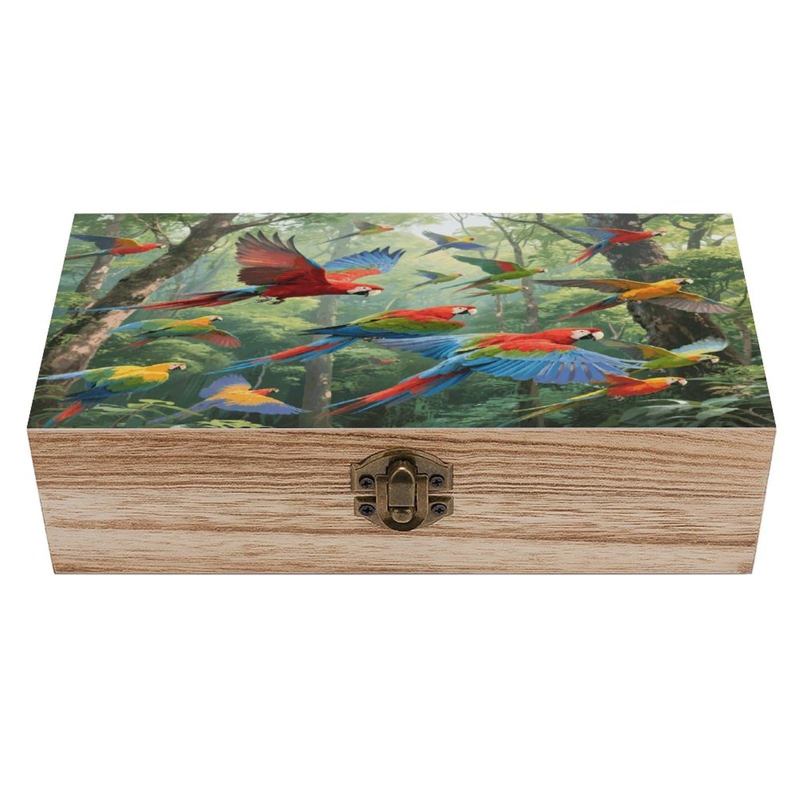 VstaDank Parrots Wooden Storage Box Decorative Jewelry Case with Lids Exquisite Wood Box Letters Gifts Acacia Wood Boxes Fashion Wooden Keepsake Boxes for Men Women