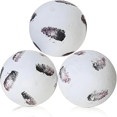 Decorative Balls for Centerpiece, Set of 3, 4 inch, Feather Pattern, Coffee Table D...