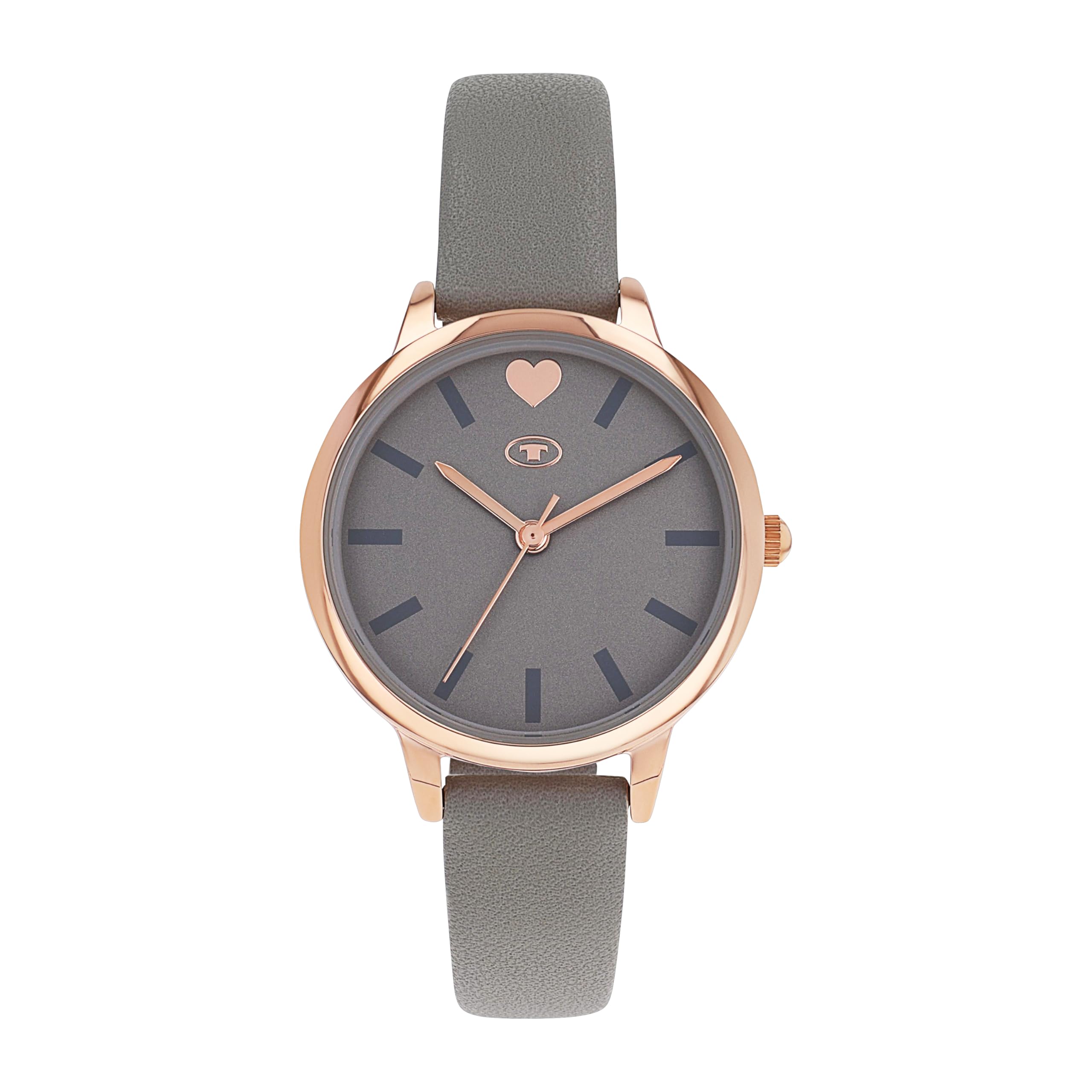 TOM TAILOR - Mädchen Quarz Armbanduhr - Alloy Gehäuse - Kunstleder Armband - Wasserdicht 3 Bar - Herz Design