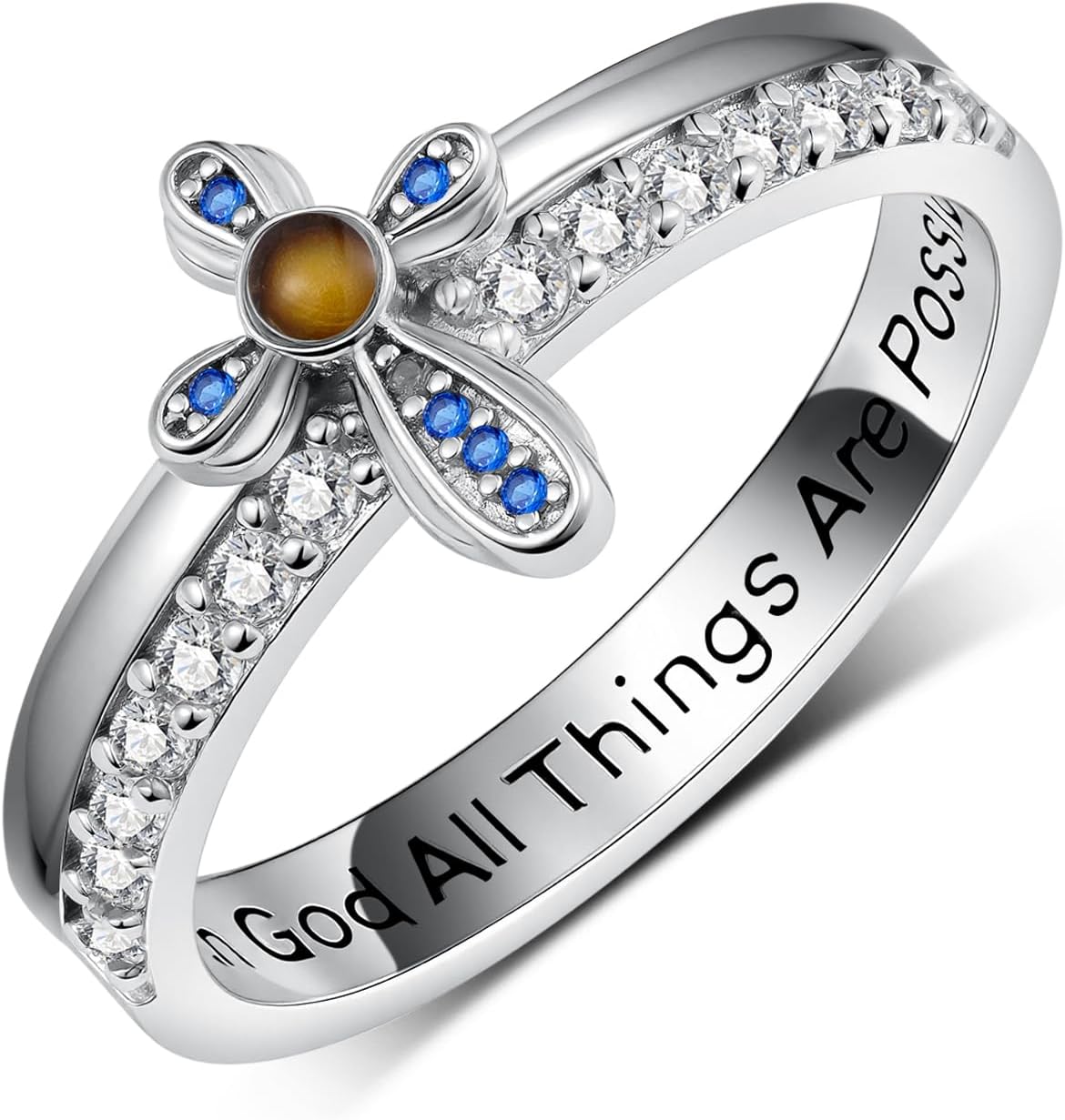 Cross Ring For Women 925 Sterling Silver Mustard Seeds Faith Ring Christian Jewelry Gifts For Women