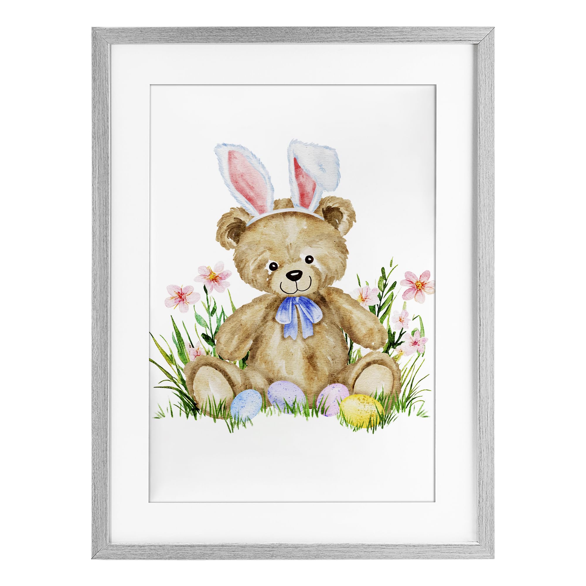 Ours en peluche de Pâques affiche encadrée décoration murale de printemps